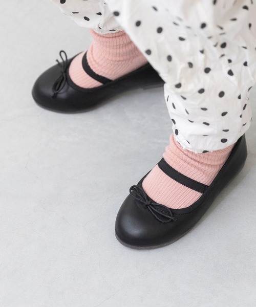 woomiiリボン付きブラウンブルーフラットシューズ woomiiリボン付きブラウンブルーフラットシューズ woomiiリボン付き