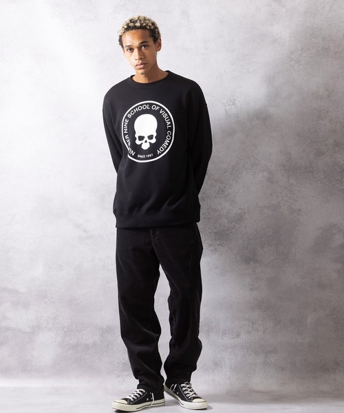 number nine黒 コーデュロイ ストレートレッグパンツ WIDE TAPERED CORDUROY PANTS(WASHED) / テーパード ウォッシュ