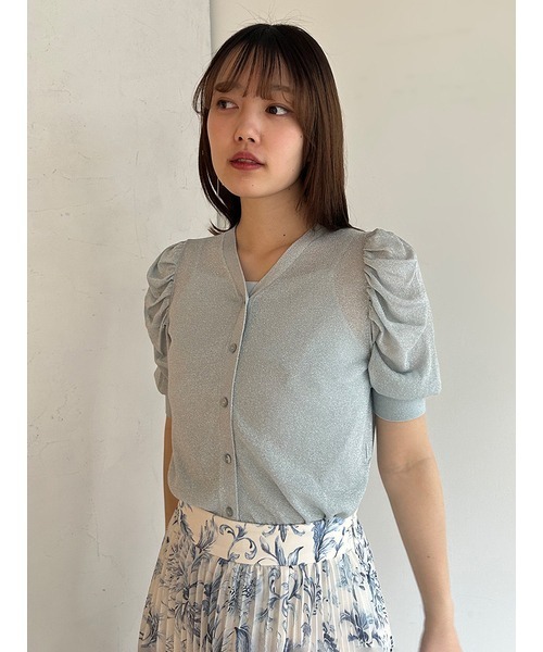 SNIDEL - SNIDEL⭐️ラメニットカーディガン 美品 SNIDEL（スナイデル）の「クルーネックラメニットカーディガン
