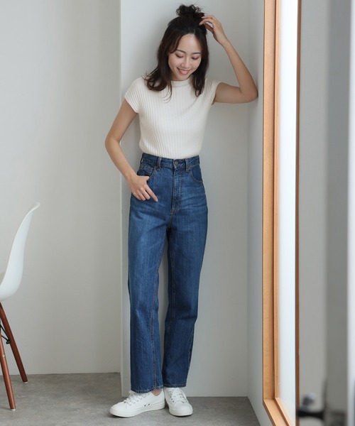ElegChic ニット セーター プチハイネックフレンチスリーブ