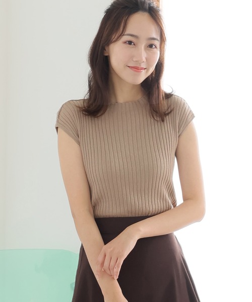 美品◇エルメス　半袖　フレンチスリーブ　ニット　シルク混　H刺繍　セーター HERMES エルメス シルクニット フレンチスリーブ ブリッド ドゥ