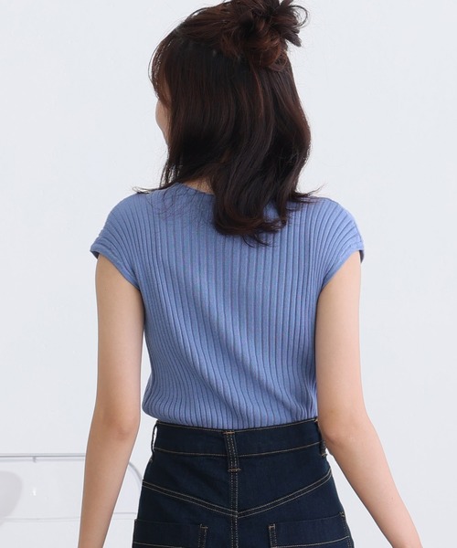 ElegChic ニット セーター プチハイネックフレンチスリーブ