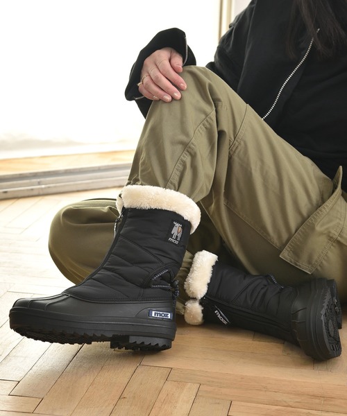 moz（モズ） ブーツ 裏ボア防水・防滑(スパイク付き)センタージップ