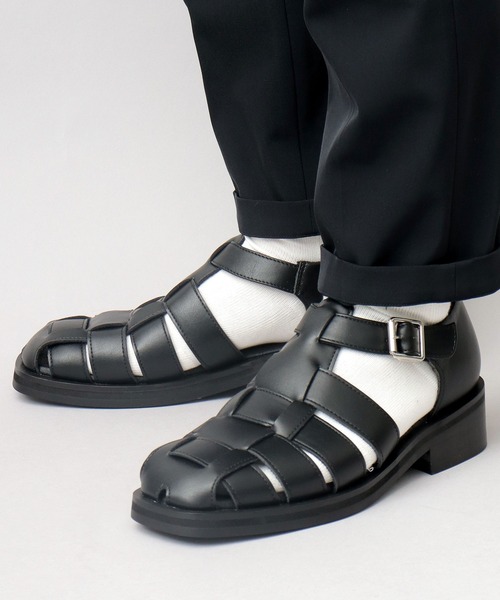 glabella（グラベラ） サンダル スクエアトゥ ヒールアップ グルカ