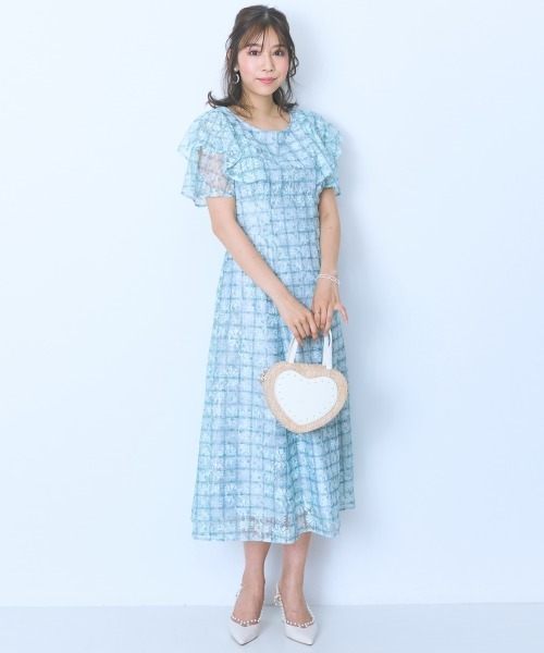 marun（マルン） ワンピース 夏 半袖 「大きいサイズ」 チェック×花柄