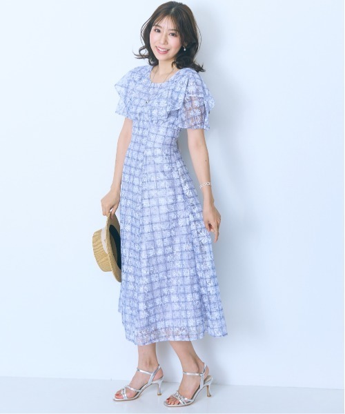 marun（マルン） ワンピース 夏 半袖 「大きいサイズ」 チェック×花柄