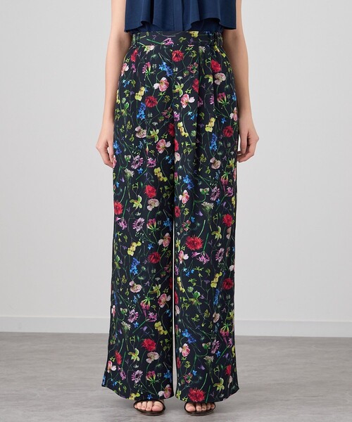 ANAYI（アナイ） パンツ ボタニカルデシンプリントワイドパンツ  