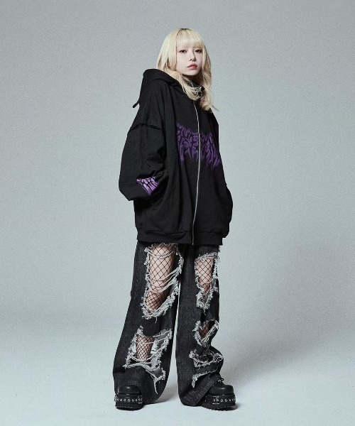 パンツ デニム ジーンズ 「REFLEM/レフレム」ハイクラッシュデニム 