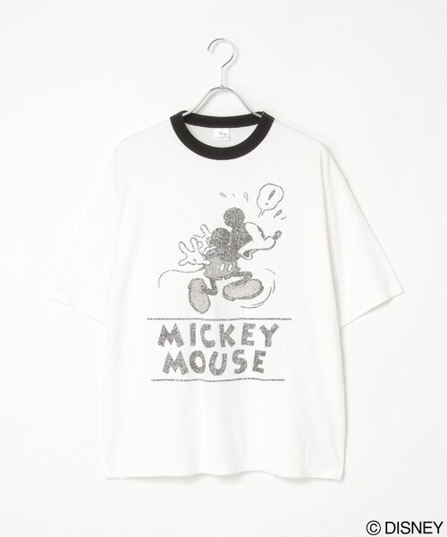 Disney（ディズニー） tシャツ ミッキーリンガーTシャツ メンズ