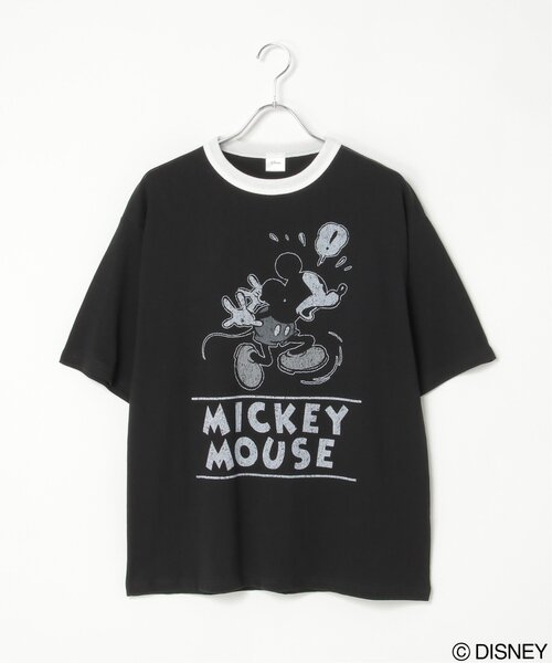 Disney（ディズニー） tシャツ ミッキーリンガーTシャツ メンズ