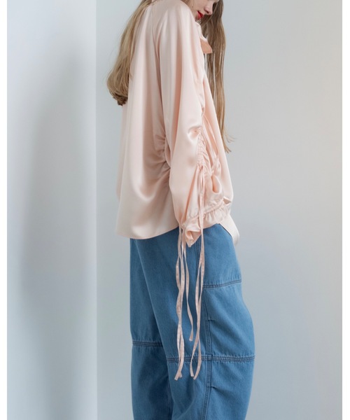 シャツ+ブラウス(長袖+七分) katrin tokyo 3way linen blouse Katrin TOKYO ブラウス シャツ stripe triple shirring blouse