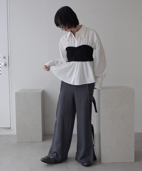ブラウスドッキングリブニット 楽天市場】秋冬【即日発送】TRUBE 【L〜LL】ドッキング