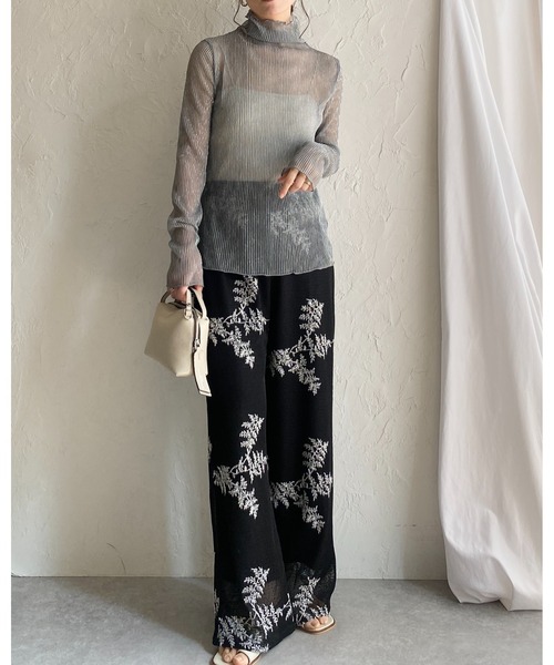 She's Closet tシャツ ハイネック長袖グリッターラメシースルー