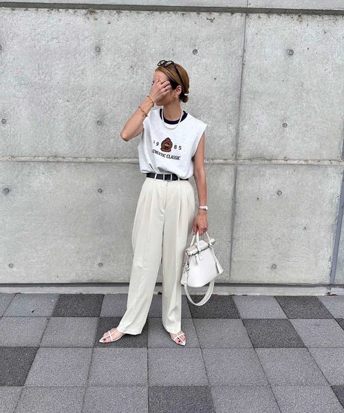 tシャツ 「INTERPLAY x AYA」Vintage Embroidery French Sleeve レディース INTERPLAY tシャツ 「INTERPLAY x AYA」Vintage Embroidery