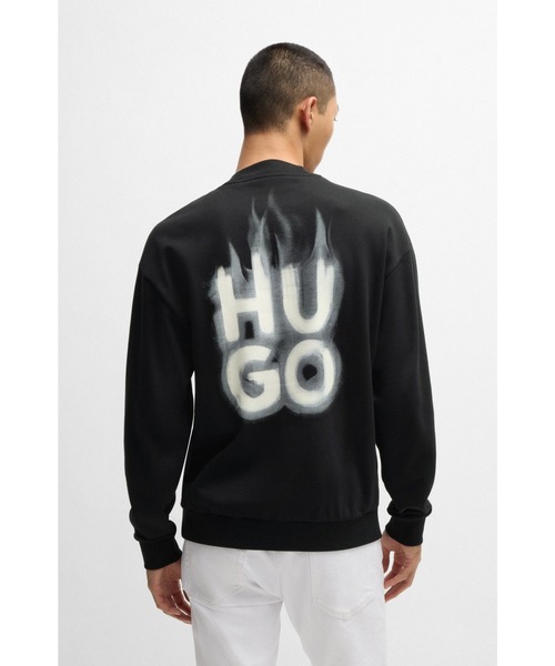 HUGO コットンテリー フーディ スタックスモークロゴプリント HUGO - コットンテリー フーディ スタックスモークロゴプリント