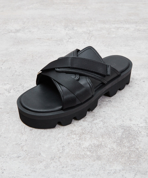 H04113 新品 PADRONE レザーサンダル ブラック パドローネ 41 PADRONE サンダル パドローネ / BACK STRAP SANDALS with Chunky