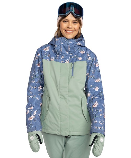 ROXY 防水アノラックジャケット ネイビー 花柄 ROXY（ロキシー） マウンテンパーカー ウインドブレーカー ROXY JETTY
