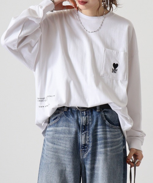 FUNALIVE tシャツ ヘビーウエイトワンポイント刺繍ポケ付き