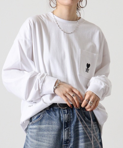 FUNALIVE tシャツ ヘビーウエイトワンポイント刺繍ポケ付き
