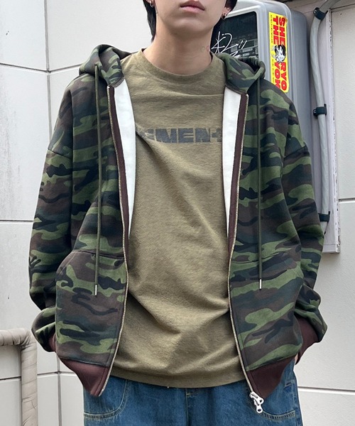 パーカー カモフラダブルZIPビッグパーカー レディース メンズ