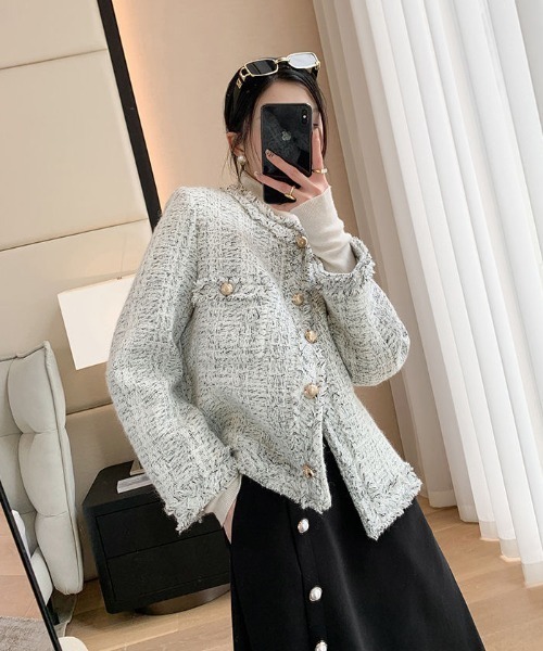 COO+i（クーイ） ジャケット ノーカラージャケット ノーカラーツイード