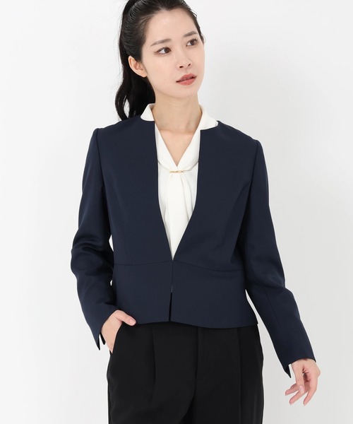 美品♪ストロベリーフィールズ×23区　フォーマル　セットアップスーツ　ノーカラー STRAWBERRY-FIELDS（ストロベリーフィールズ） ジャケット ノーカラー