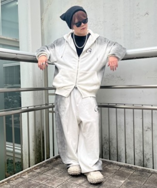 全8色 セットアップ パーカー フード パンツ ストリート ~4XL 8（eight） パーカー グランジ加工ZIPパーカー（セットアップ