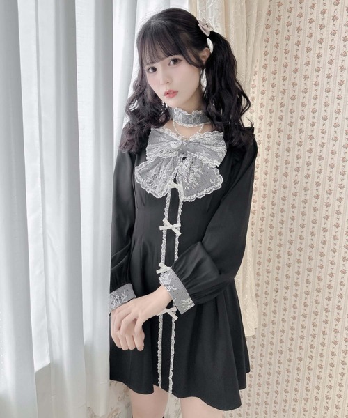 00s ホルターネックワンピ ゴスロリ ギャル ビッグリボン 00s