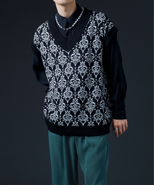 「Ellno Loset」 ノースリーブニット LARGE ブラック メンズ
