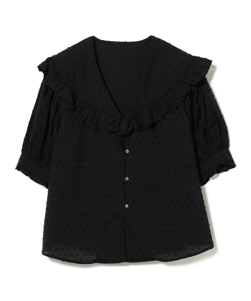 ブラウス シャツ ドット ドビー ビッグカラー ショートスリーブ レディース BEAMS BOY ブラウス シャツ ドット ドビー ビッグカラー