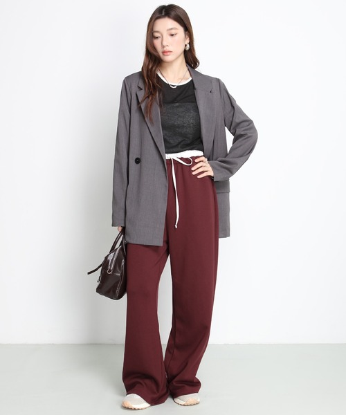 ワイドパンツ パンツ 「選べる丈感」もっちり＆さらさら ダブル