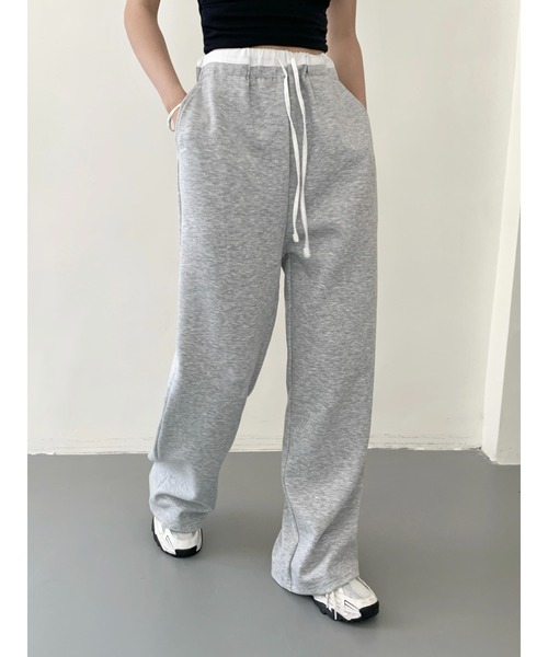 パンツ 「選べる丈感」もっちり＆さらさら ダブルウエストワイドパンツ