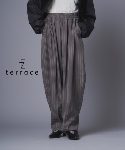 terrace パンツ ヘリンボーンストライプカーブパンツ レディース