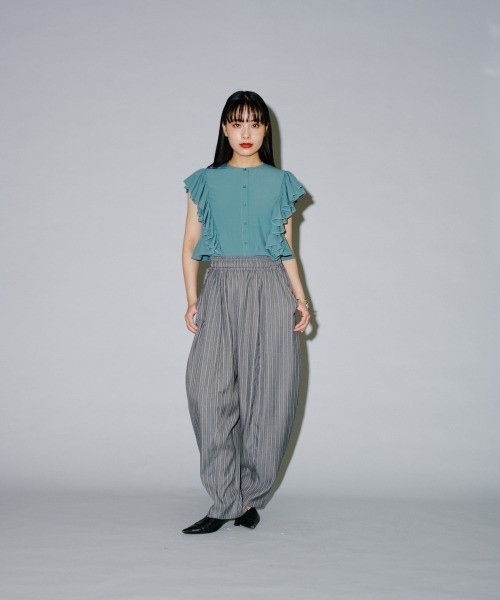 terrace パンツ ヘリンボーンストライプカーブパンツ レディース