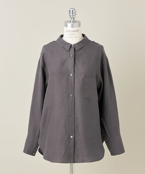 ブラウス シャツ 「conte」ヘンプ バックスリット ギャザーシャツ レディース conte＞ヘンプ バックスリット ギャザーシャツ（シャツ/ブラウス