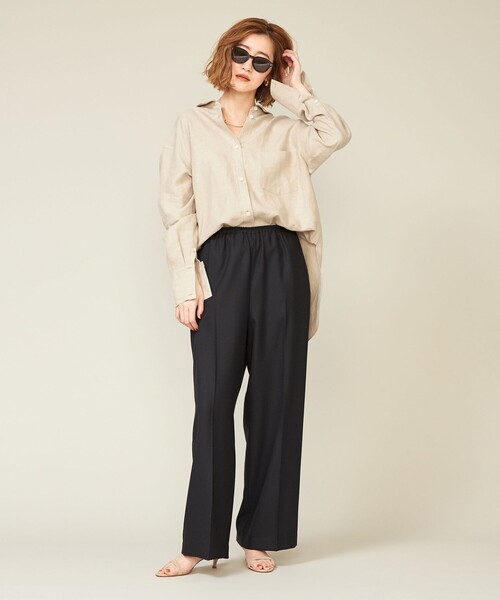 【美品】新作　conte コンテ ヘンプ バックスリット ギャザーシャツ UNITED ARROWS｜<conte>ヘンプ バックスリット ギャザーシャツ