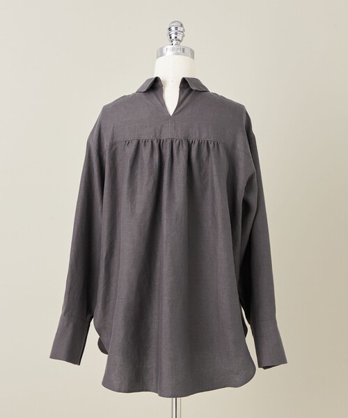 ブラウス シャツ 「conte」ヘンプ バックスリット ギャザーシャツ レディース conte ブラウス シャツ 「conte」ヘンプ バックスリット