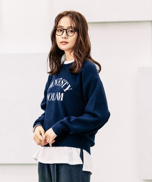 GLOBAL WORK（グローバルワーク） 長袖ニット LARGE ネイビー