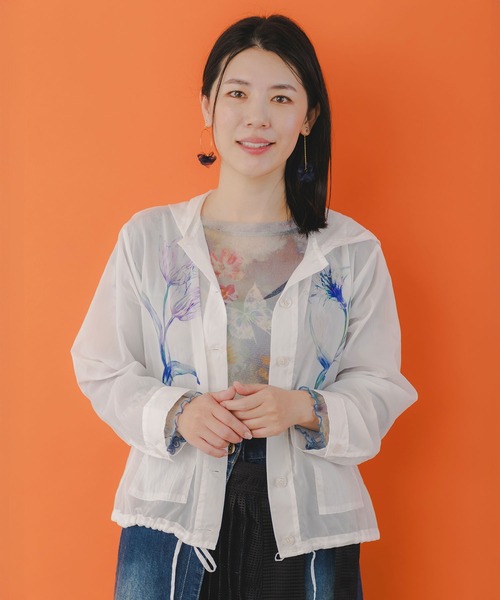 パーカー 551235：花柄シアーブルゾン レディース