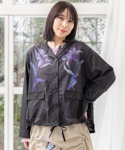 パーカー 551235：花柄シアーブルゾン レディース iS ScoLar パーカー 551235：花柄シアーブルゾン レディース
