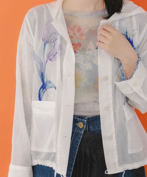 パーカー 551235：花柄シアーブルゾン レディース iS ScoLar パーカー 551235：花柄シアーブルゾン レディース