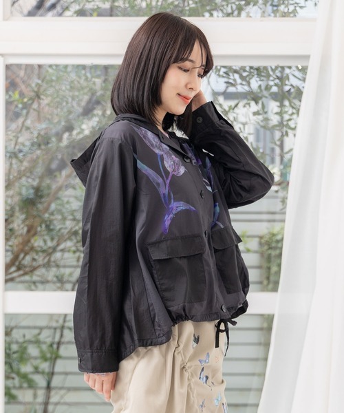 パーカー 551235：花柄シアーブルゾン レディース iS ScoLar パーカー 551235：花柄シアーブルゾン レディース