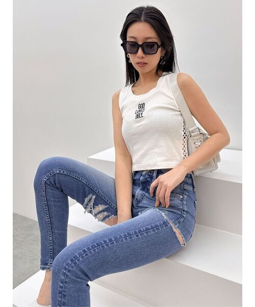 doublet too much damage denim　スキニーデニム GYDA ジーンズ デニム デニムパンツ ミドルウエストSIDE CUT