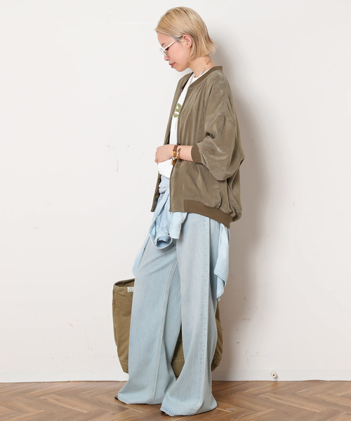 AP STUDIO コート アウター スエードライクサテンブルゾン