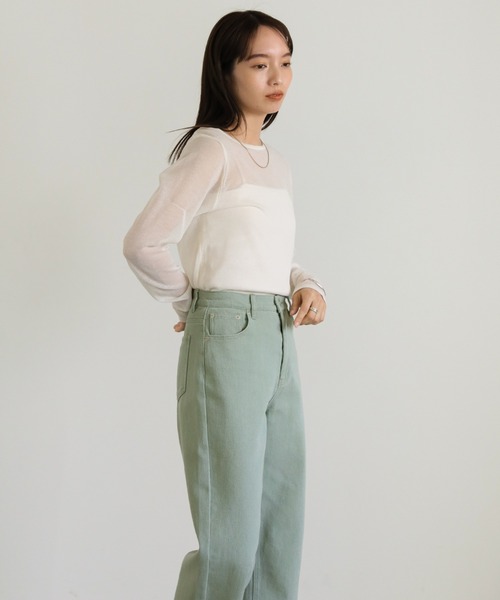 [select MOCA] повреждение обработка Denim брюки MEDIUM хаки женский 