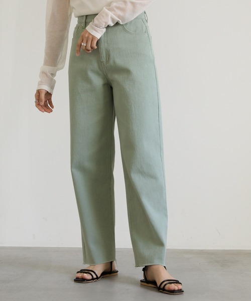 [select MOCA] повреждение обработка Denim брюки MEDIUM хаки женский 