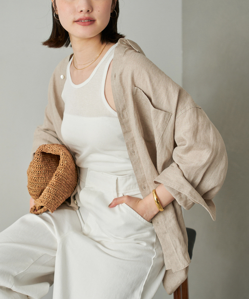 plage ブラウス シャツ Linen Big レディース : ZOZOTOWN Yahoo