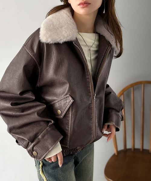 ラビットファー100% 本革ブルゾン エコメルカリ便300円引 mily bilet