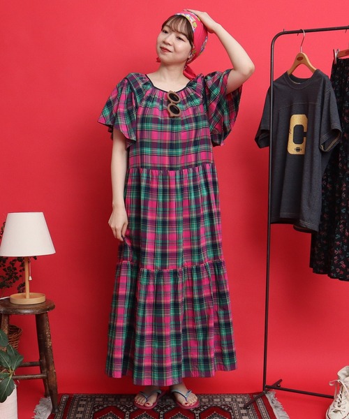 ＆ellecy 猫マドラスチェックワンピース ＆ellecy 猫マドラスチェックワンピース ＆ellecy 猫マドラスチェック