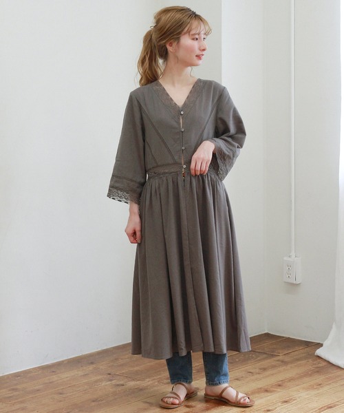 「Crisp」 7分袖ブラウス FREE ブラウン レディース_画像2